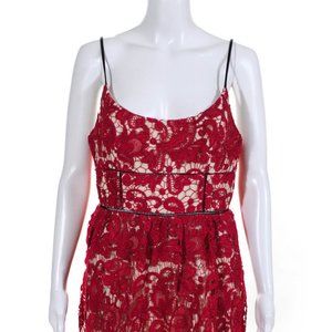 NWT ABS by Allen Schwartz Women Crochet A Line Dress Pink Black Sz 8 #112